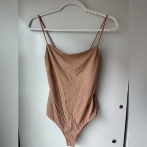 Zara Beige/Tan Seamless Spaghetti-Strap Bodysuit